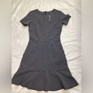 NWT The Limited Black White Pattern Fit & Flare Dress Small